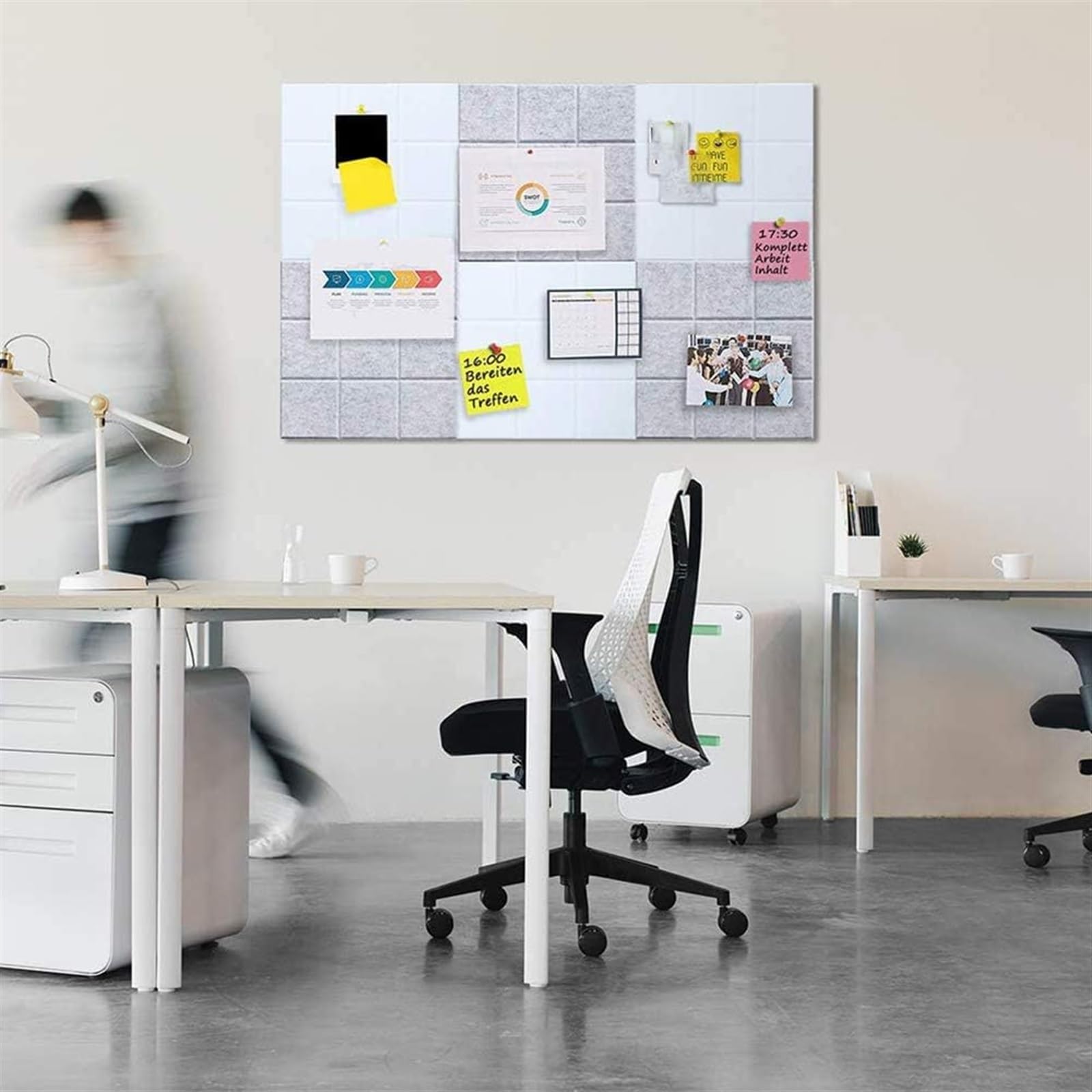 Groot vilten prikbord, 60 x 120 cm, zelfklevend, groot notitiebord