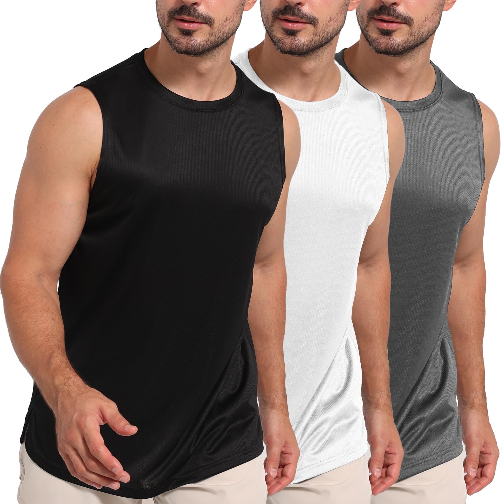 Mens Tank Tops Muscle Athletic Quick Dry Sleeveless Workout Fitness T Shirts for Men