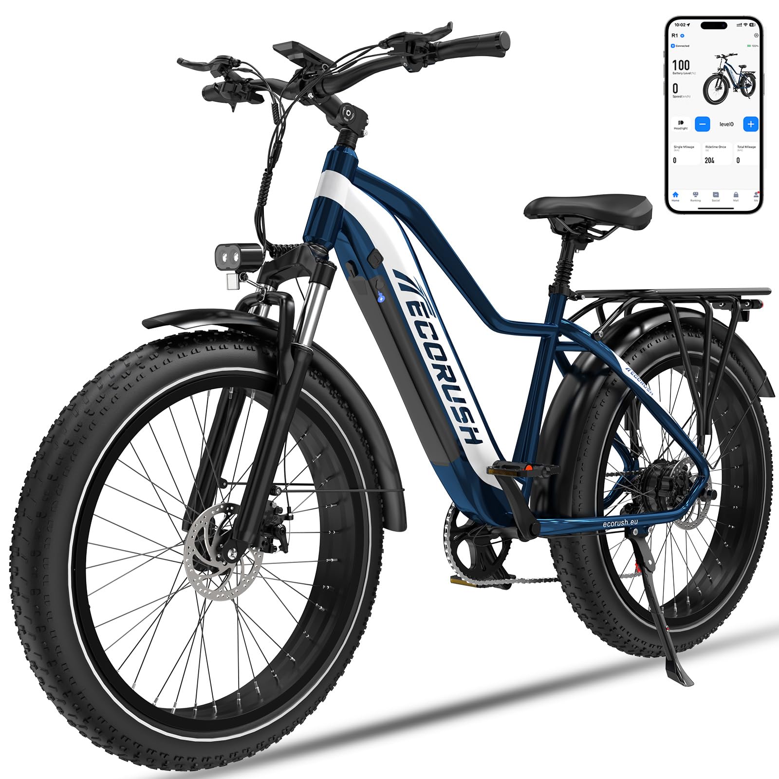 E Bike, Ebike mit 48V 13Ah/20Ah Batterie, Elektrofahrräder 26 * 4.0 Zoll, E-Bike 250W Motor & 25km/h, E Mountainbike 7-Gang Getriebe mit LCD-Display