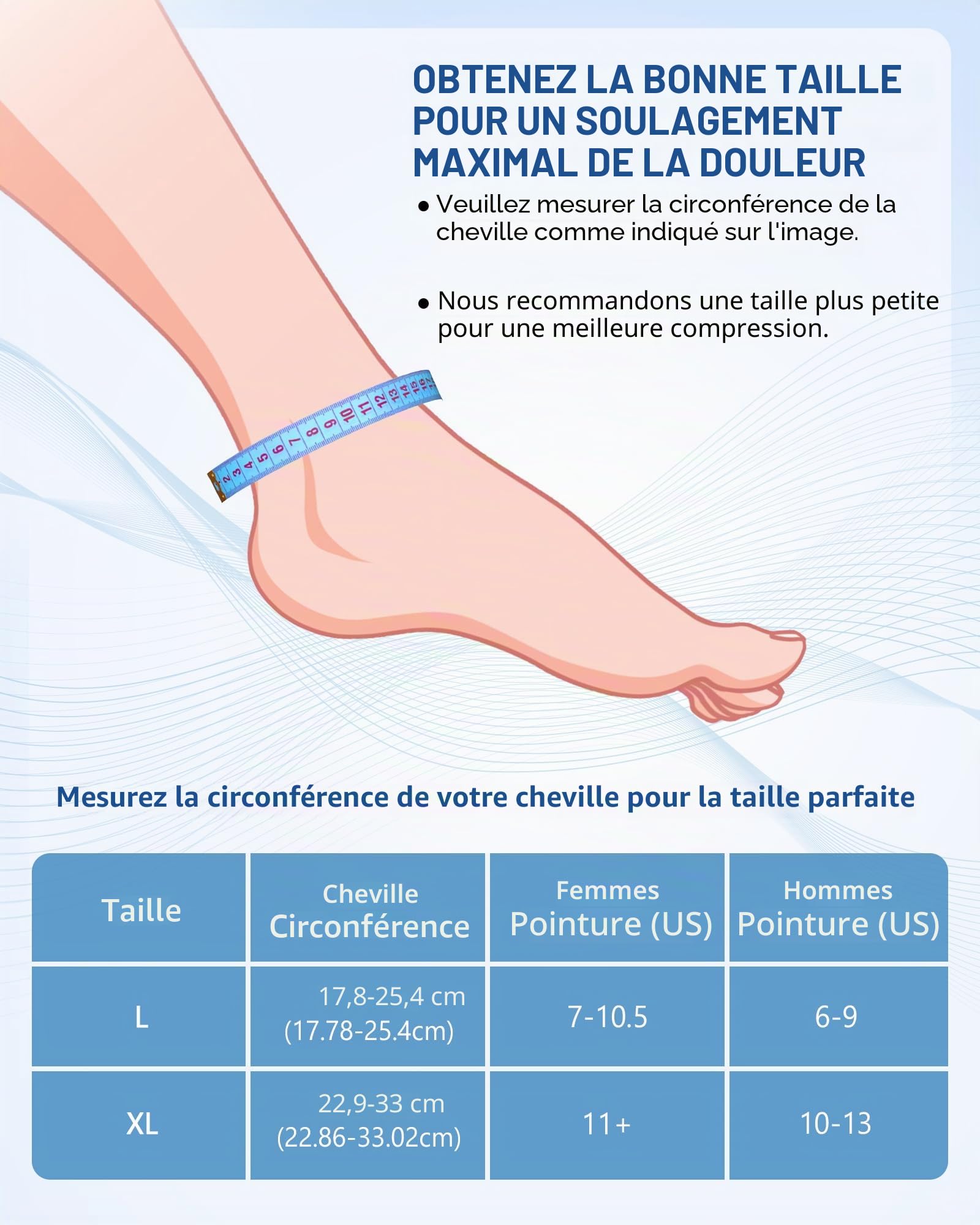 Poche de glace cheville Chevillère pour blessure à la tendinite d'Achille, poche froide en gel réutilisable pour la thérapie par la chaleur et le froid pour l'enflure, l'entorse (Pack of 1, L)