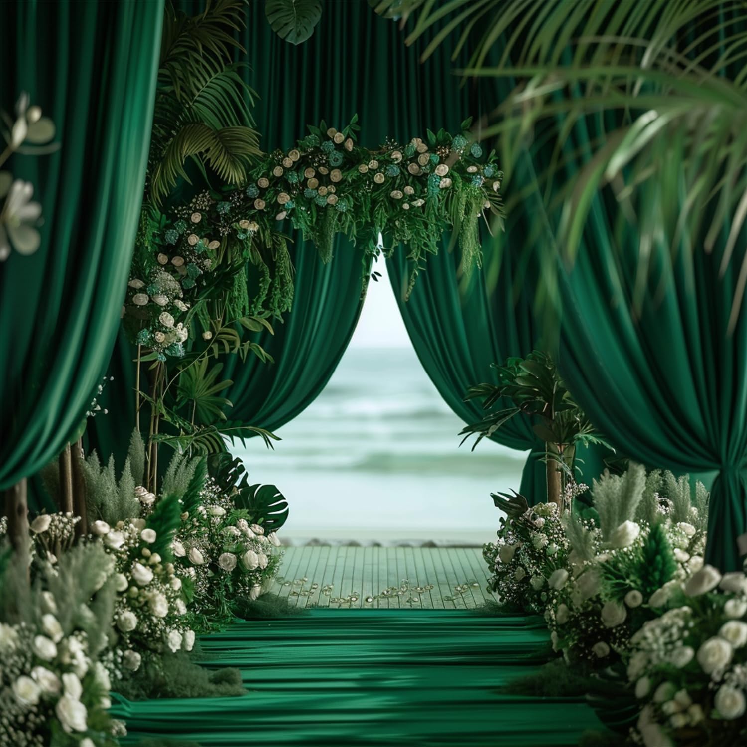 KUKUSOUL 10x12FT Hunter Green Curtains for Parties Hunter Green