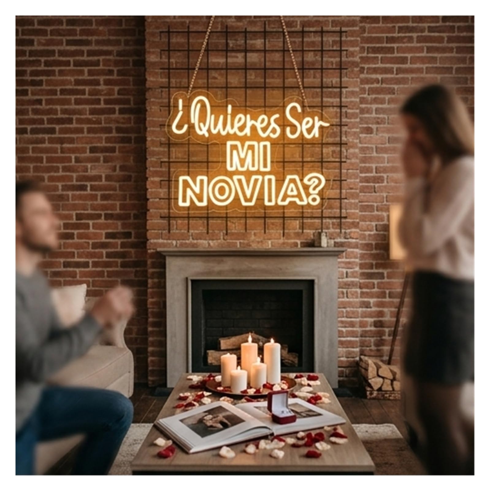 Decoración Lámparas Quieras Ser Mi Novia Letrero De Neón USB Propuesta Española Luz LED Regulable Para Aniversario De Bodas Decoración De San Valentín 15.75inx11.4in