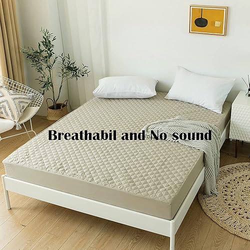 Miniatura 10 de ARYURBU Funda protectora de colchón impermeable, color marrón, tamaño King, con bolsillo profundo, para niños, adultos, ancianos (marrón, King)