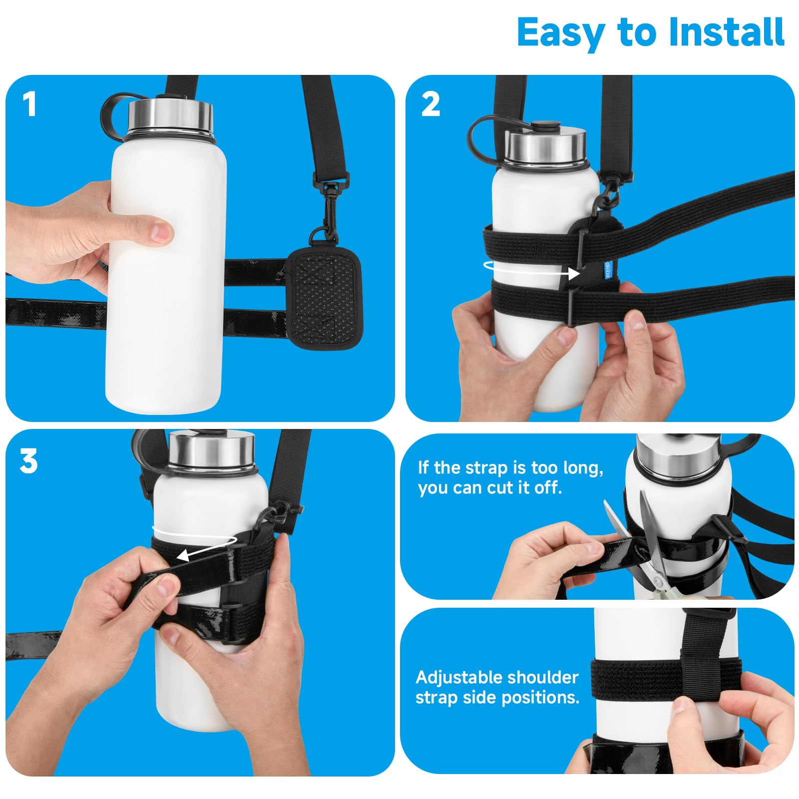 Xxerciz Wasserflaschenhalter mit verstellbarem Schultergurt, Nylon-Sportflaschen-Tragetasche, Crossbody-Tasche, Universal-Wasserflaschen-Trageriemen für Spaziergänge, Wandern, Reisen (ohne Flasche)