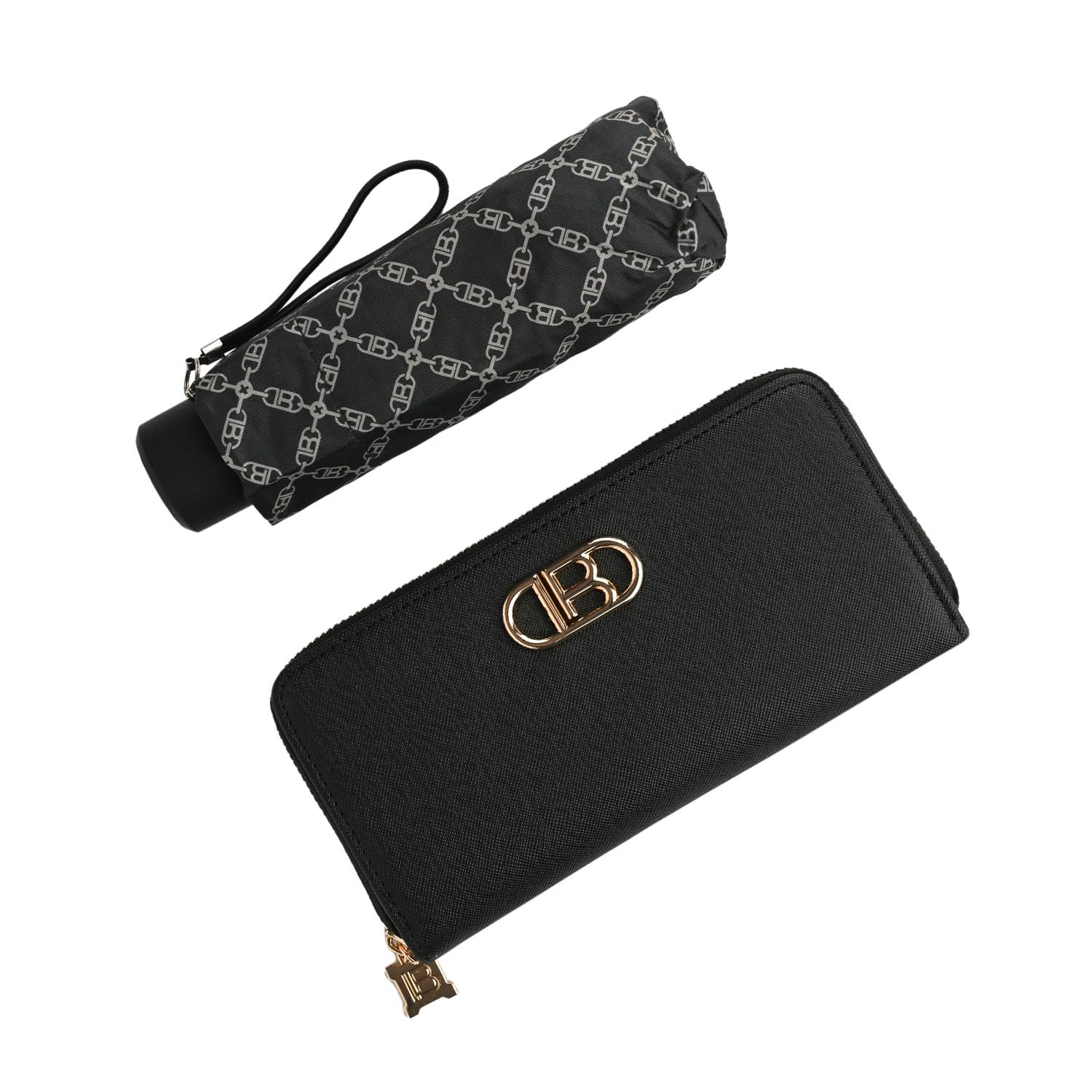 Laura Biagiotti Cofanetto Regalo Donna, Portafoglio Donna in PU e Ombrello Super Mini Pieghevole Tascabile, Elegante Set
