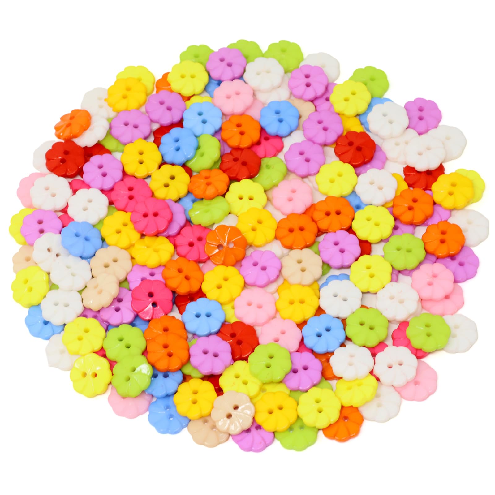 Honbay 200PCS Resin Flower Buttons 2 Holes Buttons Plastic Floral Sewing Buttons Decorative Buttons for Skirts, Gloves, Sweaters, Shirts, Hats, Scarves, Headbands and Other Craft Projects