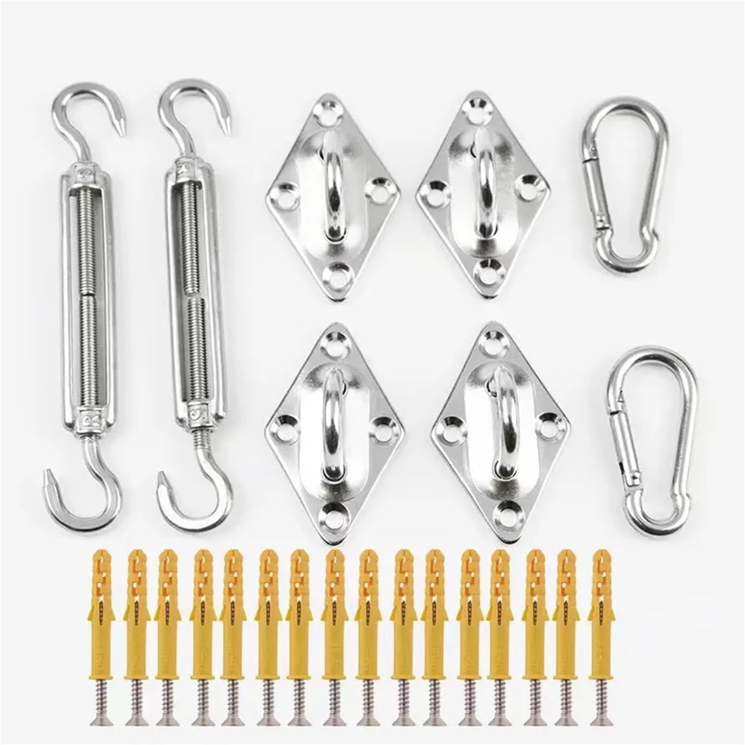 Shade Sail Hardware Kit Awning Attachment Set, Heavy Duty Sun Shade Sail Stainless Steel Hardware Kit for Garden Triangle and Square, Rectangle(G3537A Quadrangle se)