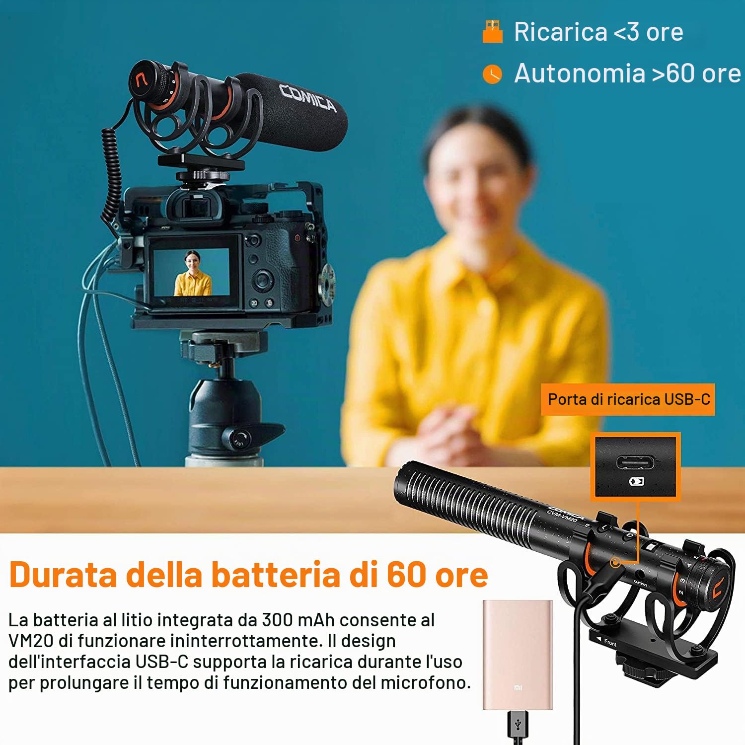 COMICA VM20 Microfono a Fucile con Display OLED Power, Microfono Video Direzionale Super Cardioide per DSLR Canon Nikon Sony e Smartphone (Interfaccia da 3,5 mm)