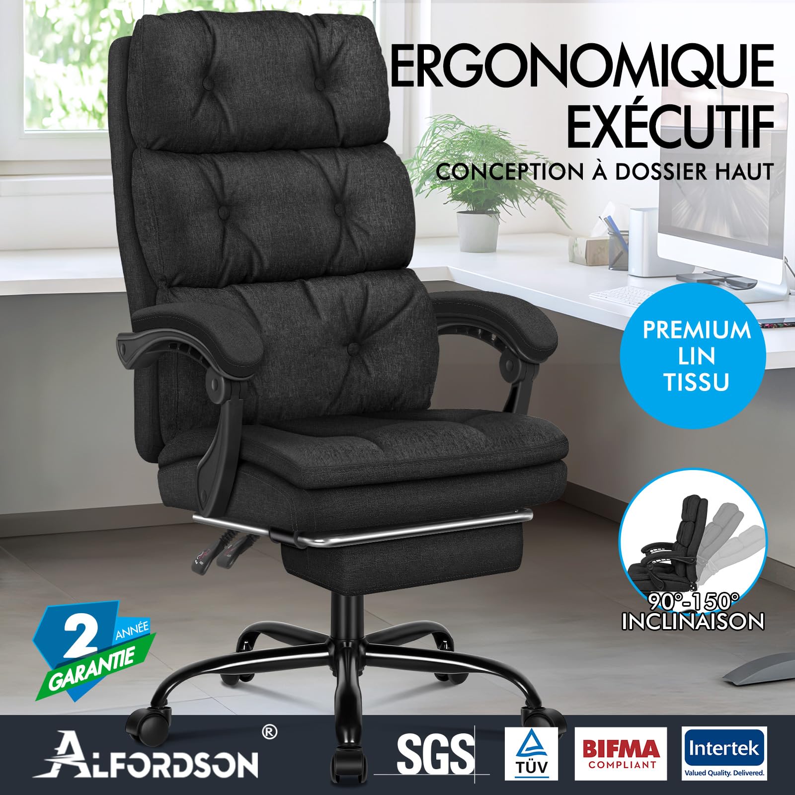 Chaise Gaming ALFORDSON Rouge Avec Repose-Pieds Et Coussin Lombaire - Inclinaison 150° Ergonomique