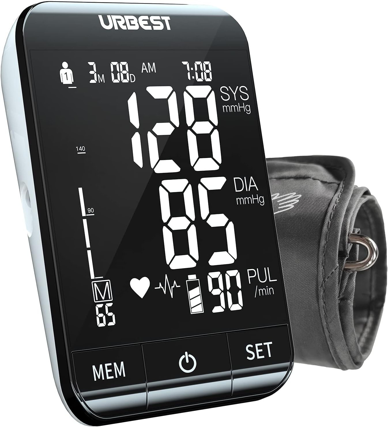 URBEST Blood Pressure Monitor - Accurate Digital bp Machine Large Upper Arm Blood Pressure Cuff with Large Backlit Display,2-Users 180 Memory Automatic High Blood Pressure Detector for Home