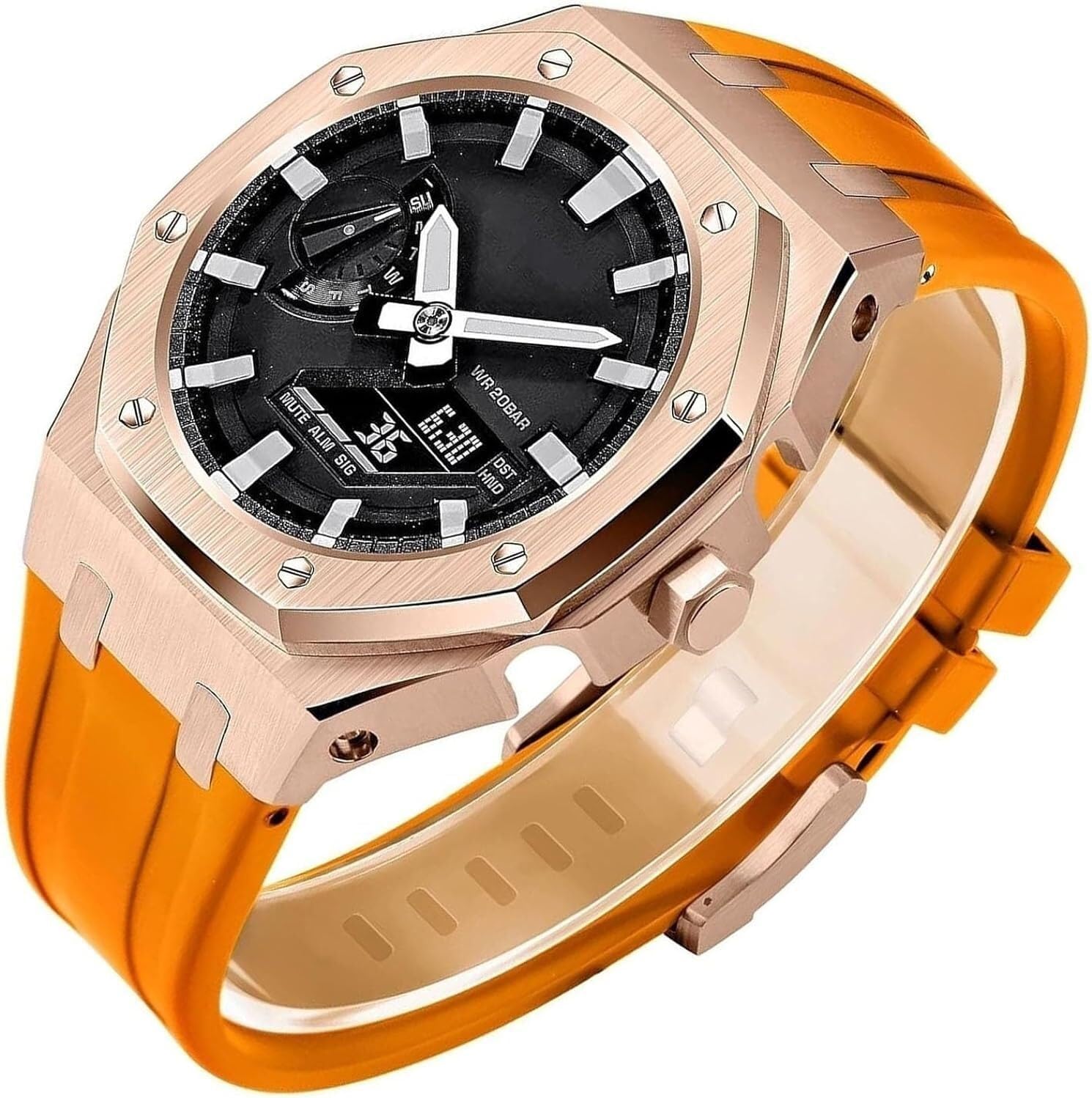 5th Gen Metal Watch Case+Rubber Band Mod Kit，For GM2100 GA2100/GA2110，Stainless Steel Bezel Strap Modfication Men's Watch Modding Replacement Accessories Set