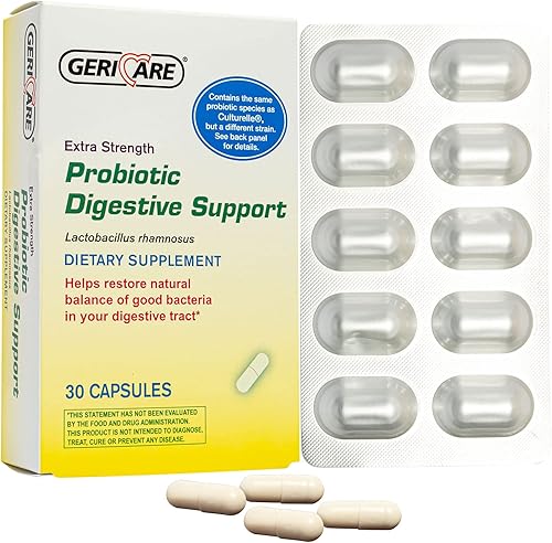 GeriCare Apoyo digestivo probiótico | Extra Strength 20 mil millones de UFC Lactobacillus Rhamnosus R-11 Probiótico diario | Mantiene tu sistema