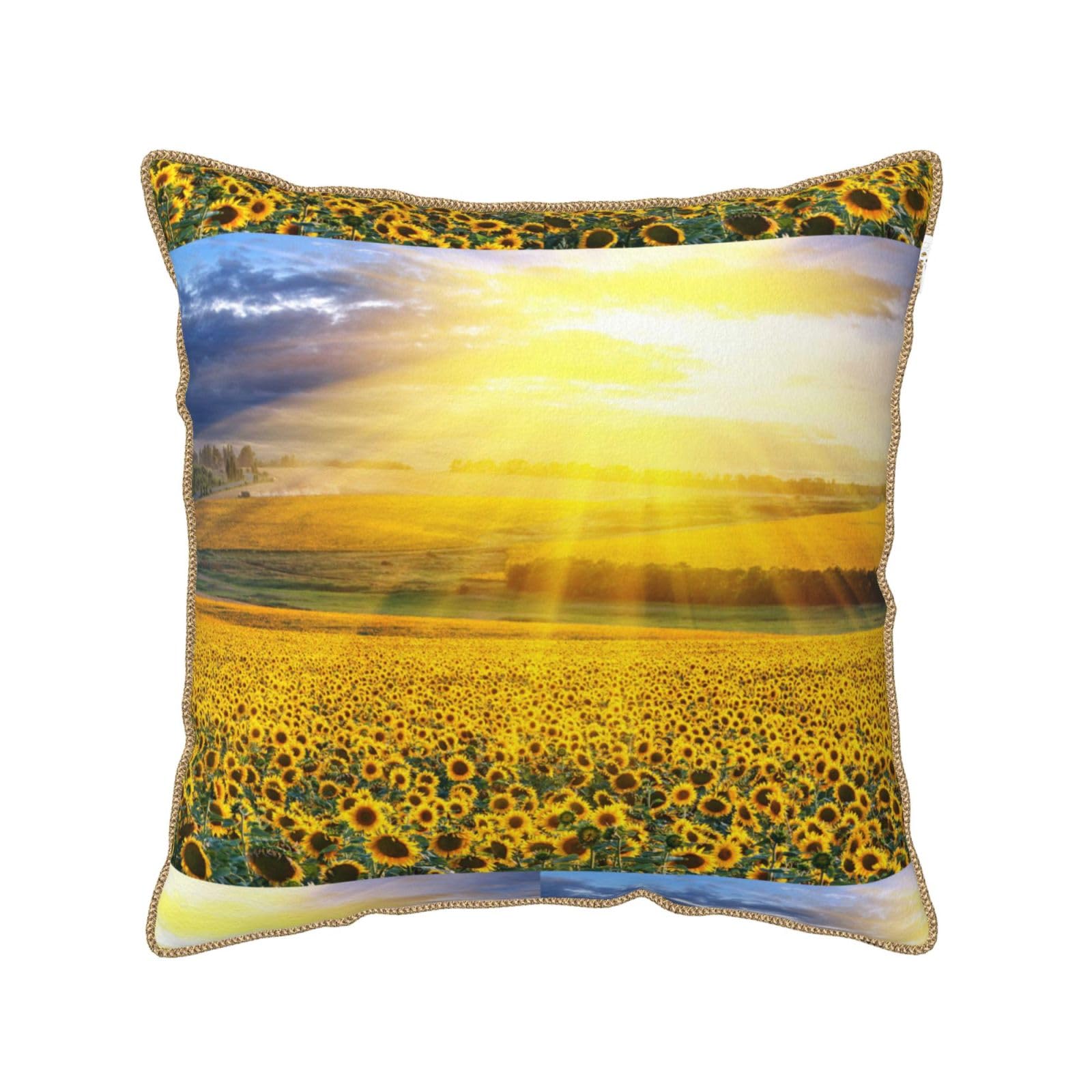Housse de coussin en velours durable au motif tournesol raffiné