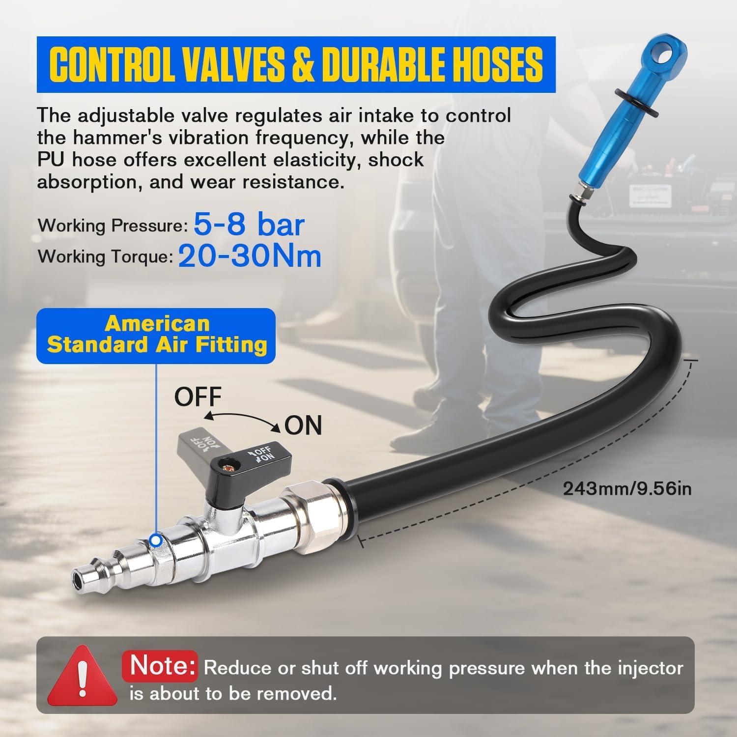 HEYOUTH Kit Estrazione Iniettori Diesel Pneumatico 26 Pezzi​​ con Adattatori Universali – Compatibile for Bosch/Delphi/Denso/Siemens