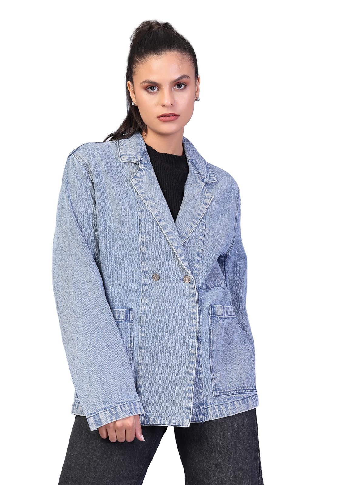 Denim Blazer for Women Casual Wear | Oversized Blazer for Women | Denim Jacket Woman Trendy-image-37