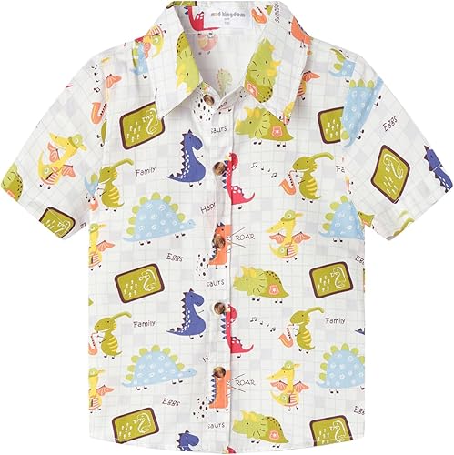 Mud Kingdom Baby Boys Summer Shirt Fashion Letter Graffiti Plaid Dinosaur 18-24 