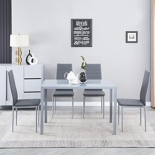Miniatura 68 de Juego de 4 sillas de comedor, silla auxiliar tapizada, sillas modernas de cocina y comedor, silla de comedor de piel sintética lavable con patas de
