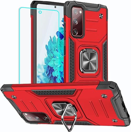 Funda para Samsung S20 FE, Galaxy S20 FE 5G con protector de pantalla: grado militar giratorio de 360° con soporte giratorio a prueba de golpes para