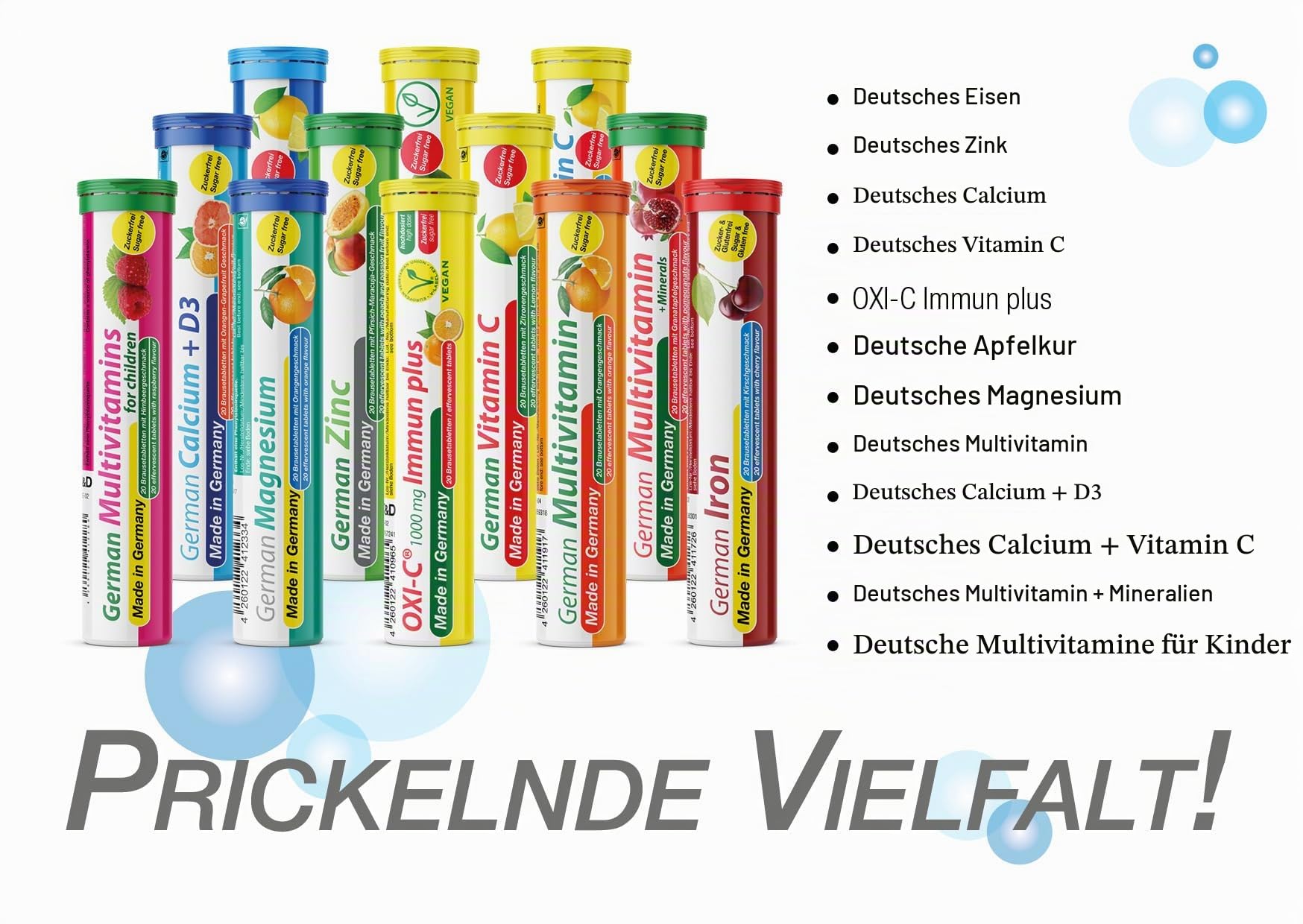 T&D German Apple Cure 140 Brausetabletten - Vegan, Zuckerfrei - Apfelessig + Vitamin B6 - Made in Germany