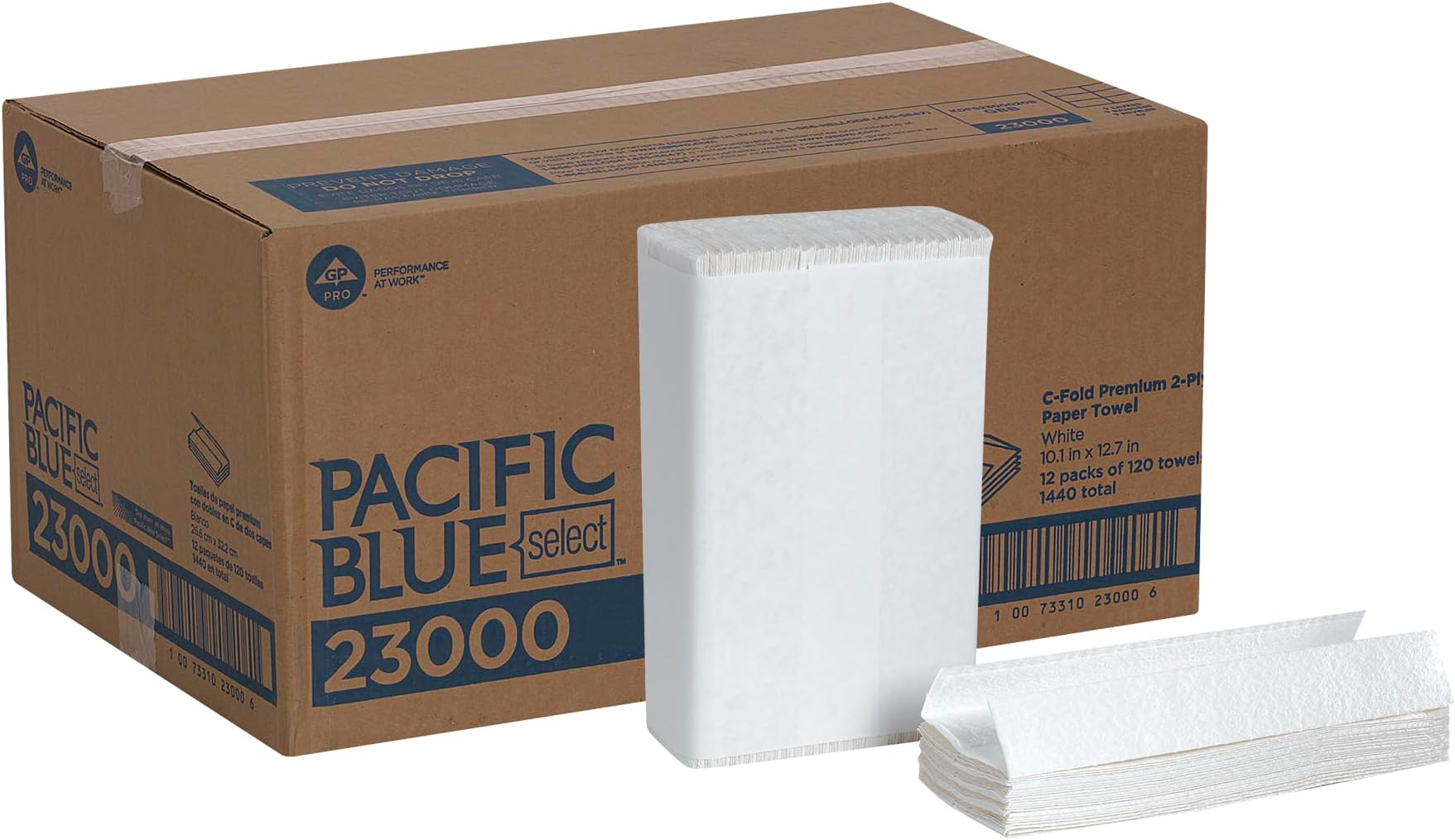 - Pacific Blue Select Premium 2-Ply C-Fold Paper Towels by GP PRO (Georgia-Pacific) , White, 23000, 120 Towels Per Pack, 12 Packs Per Case