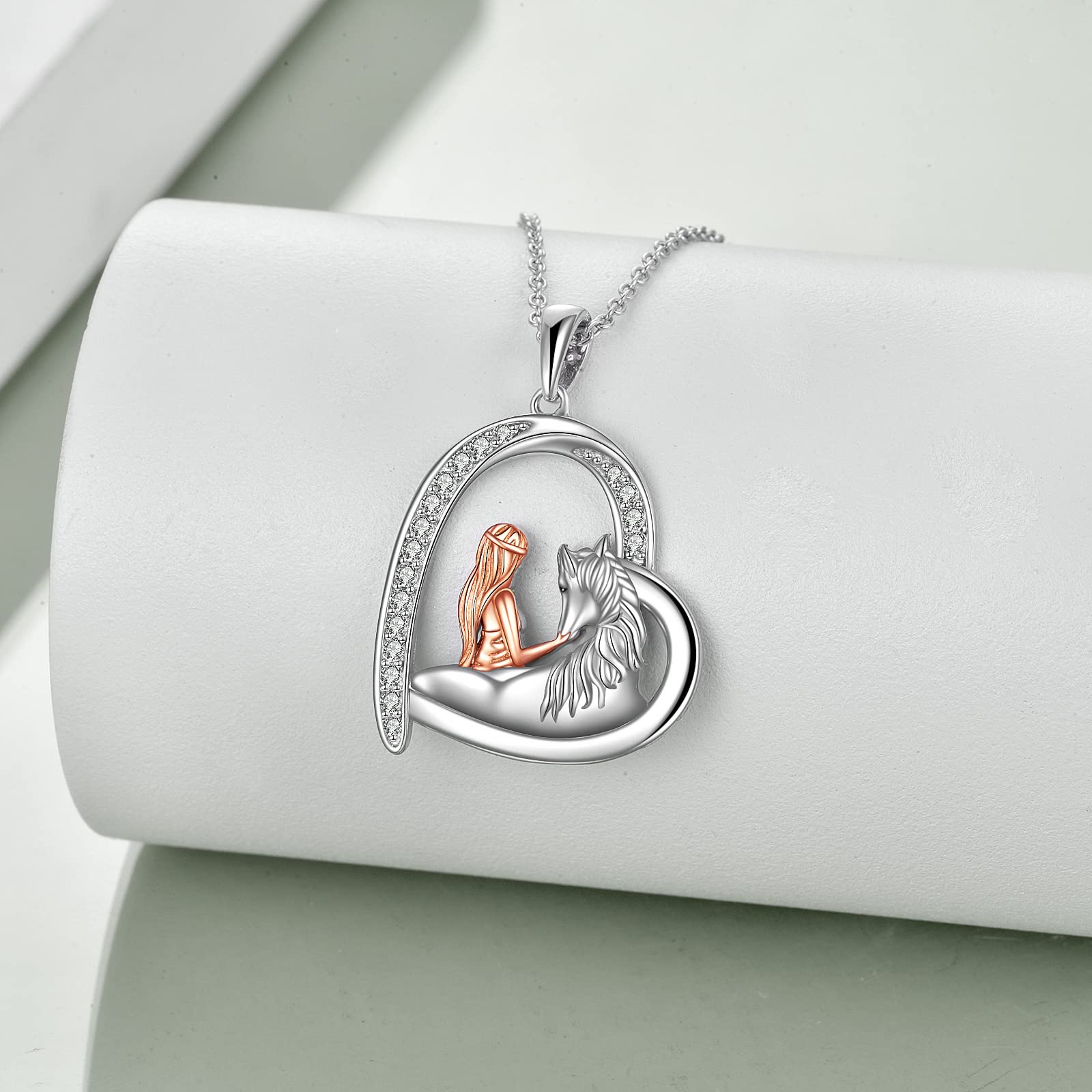 YAFEINI Pferd Halskette Mädchen Anhänger Pferd Kette 925 Sterling Silber Schmuck Geschenk für Damen Freund