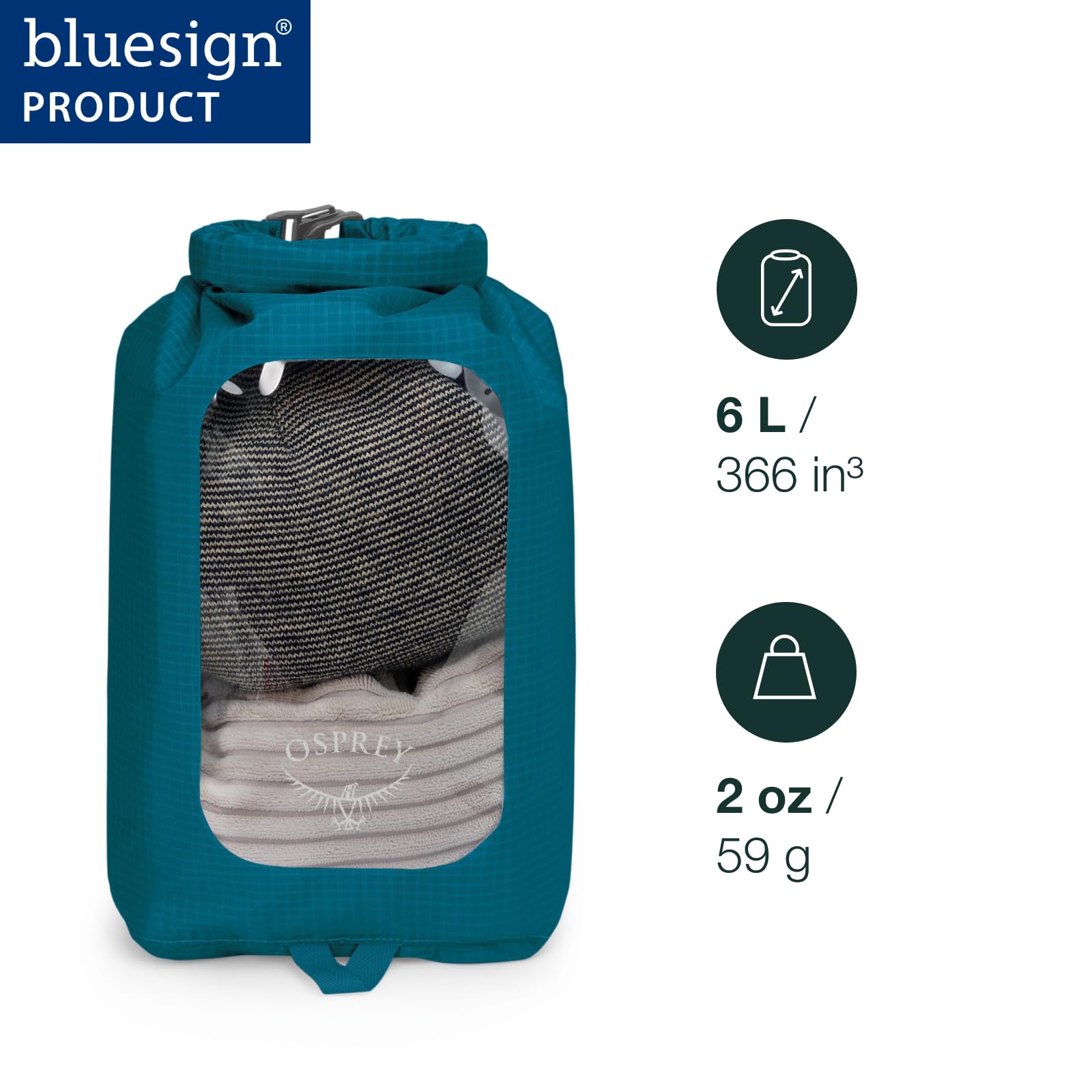 Osprey Worek Dry Sack 6 z oknem Akcesoria unisex - Outdoor Waterfront Blue O/S