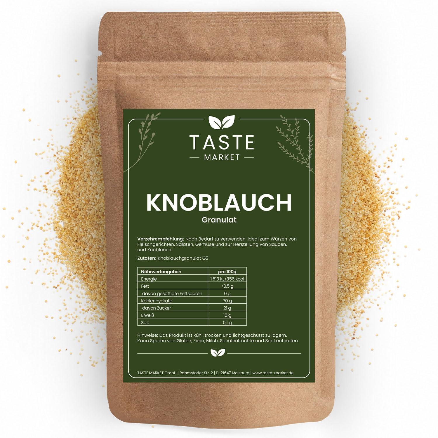 10 kg Knoblauchgranulat | Knoblauch Granualat granuliert | G2 | Aroma | TASTE MARKET | Körner grob | Gewürz