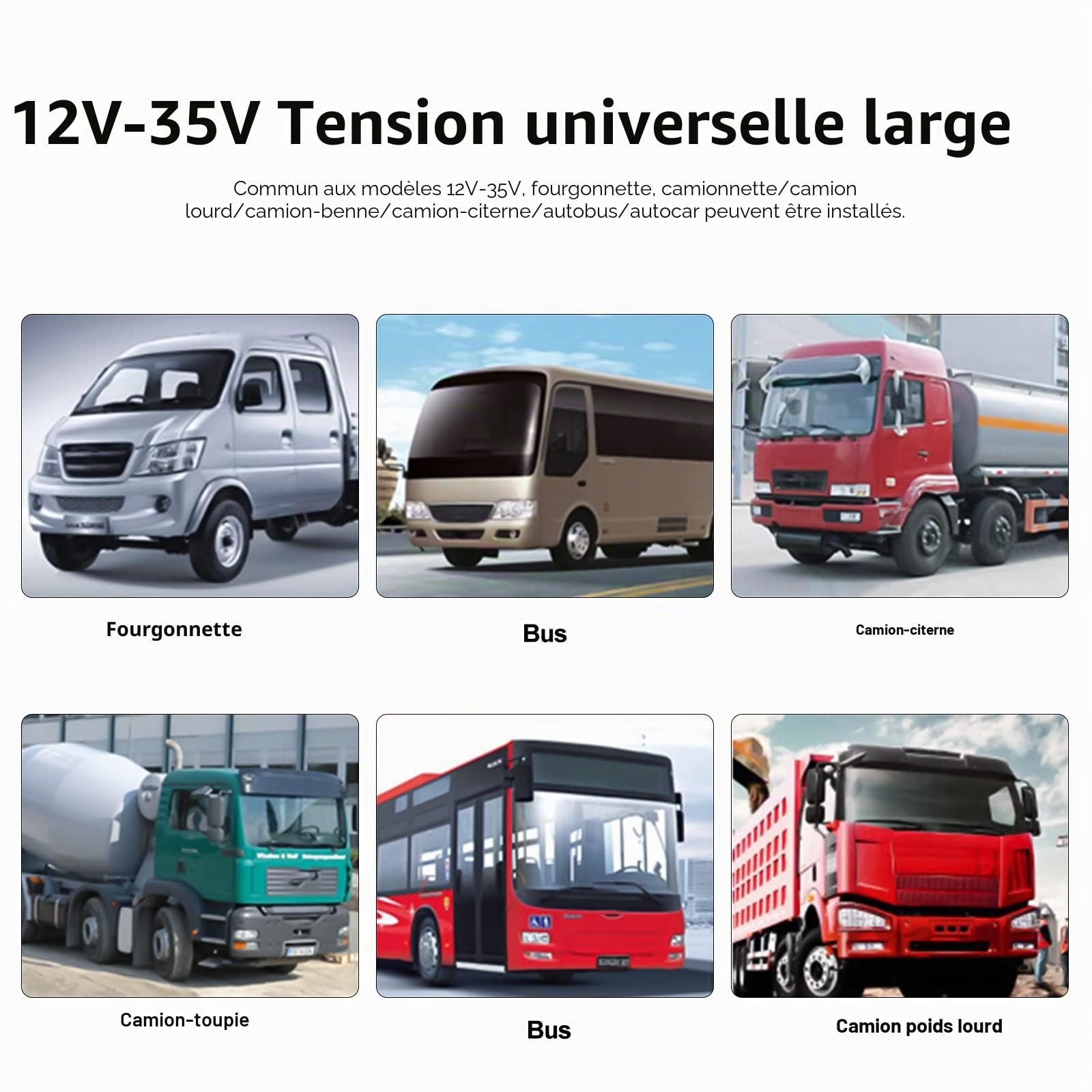 Véhicule Caméra de recul - Camecho 22,9 cm/9 Pouces Moniteur 4 Split Front View, Camera recul Camion 18 IR étanche Vision de Nuit avec 0,6 x 10,1 m et 0,6 x 19,8 m Câbles pour RV, remorque, Bus