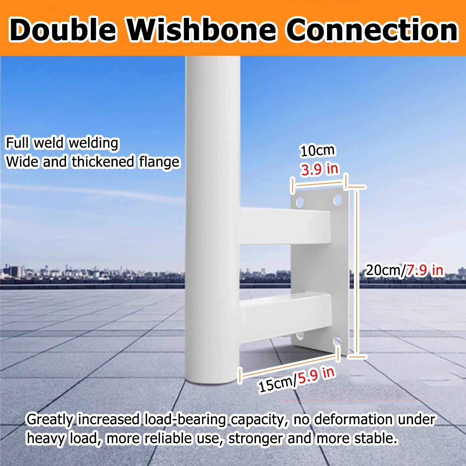 Este Kit de Soporte Universal Blanco para cámara de Seguridad Incluye un Soporte de vigilancia de fácil instalación, Tubo de Acero galvanizado de 6 cm de diámetro, Altura Ajustable de 120 cm