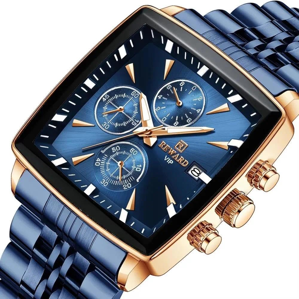 Reloj rectangular de cuarzo para hombre, reloj de pulsera de lujo, reloj de negocios, manecillas luminosas, resistente al agua