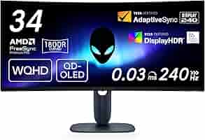 未使用新品Alienware 34 AW3425DW QD-OLED 240Hz Amazon.com: Alienware 34 240Hz QD-OLED Curved Gaming Monitor