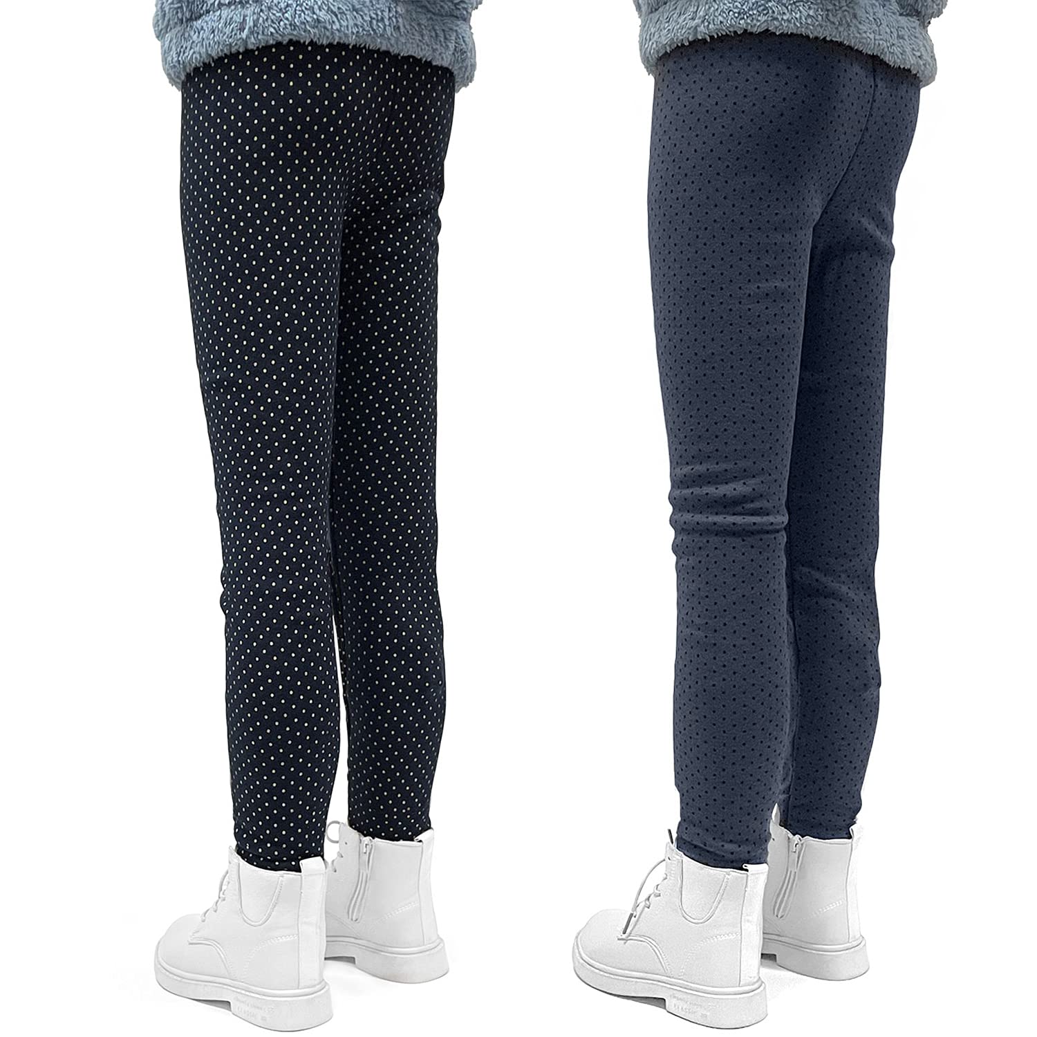Leggings Niñas Pantalones de Lana Pantalones Largos Elásticos Medias Cálidos de Invierno para Niños Wave Point