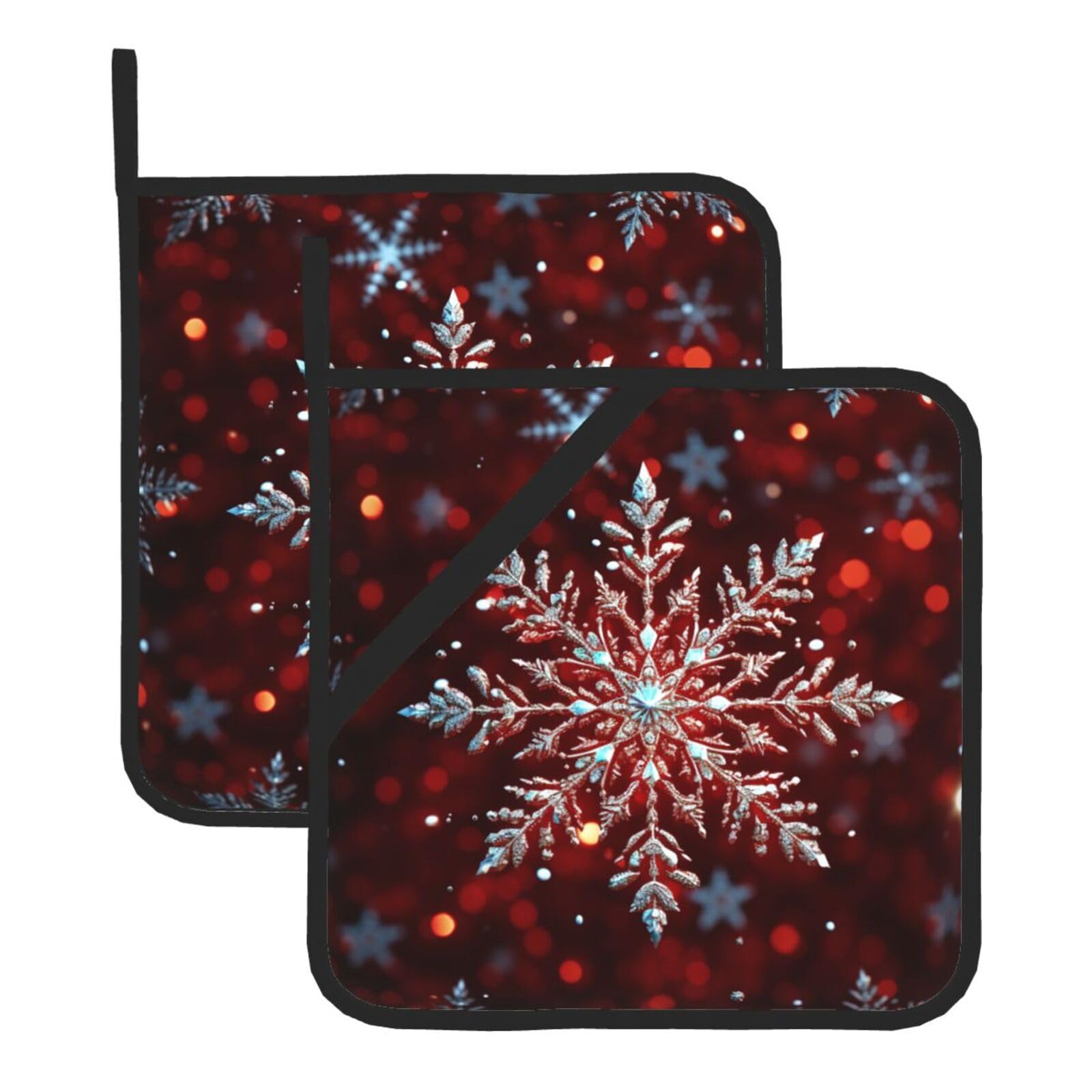 2Pcs Pot Holders for Kitchen Heat Resistant Potholder Christmas Snowflake Hot Pads for Countertops Oven Pot Holders for Cooking Baking Kitchen Hot Mat Trivet 8 inch Hot Pad