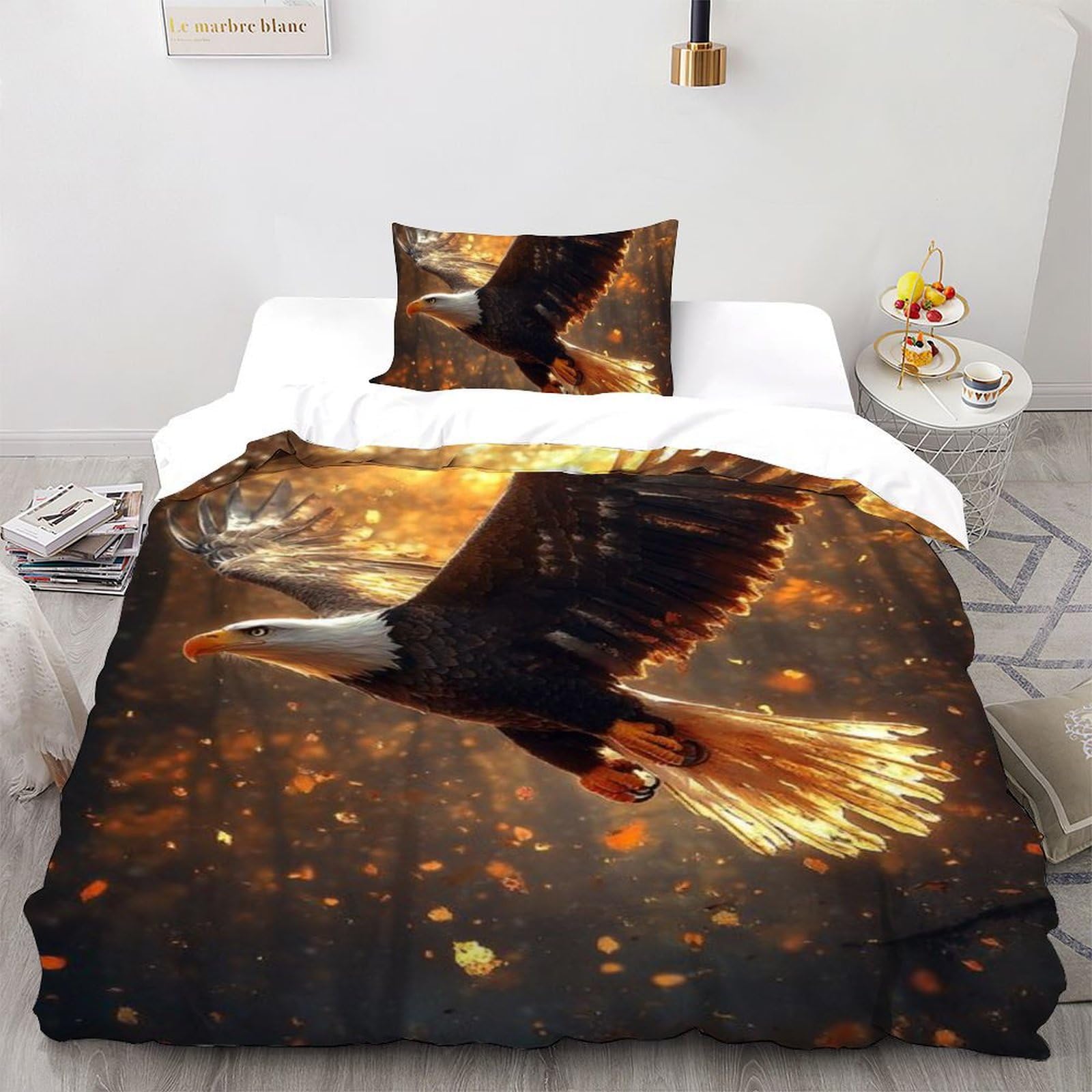 Housse de couette single animaux microfibre 135x200 parure de lit fille avec taie d'oreiller 3D