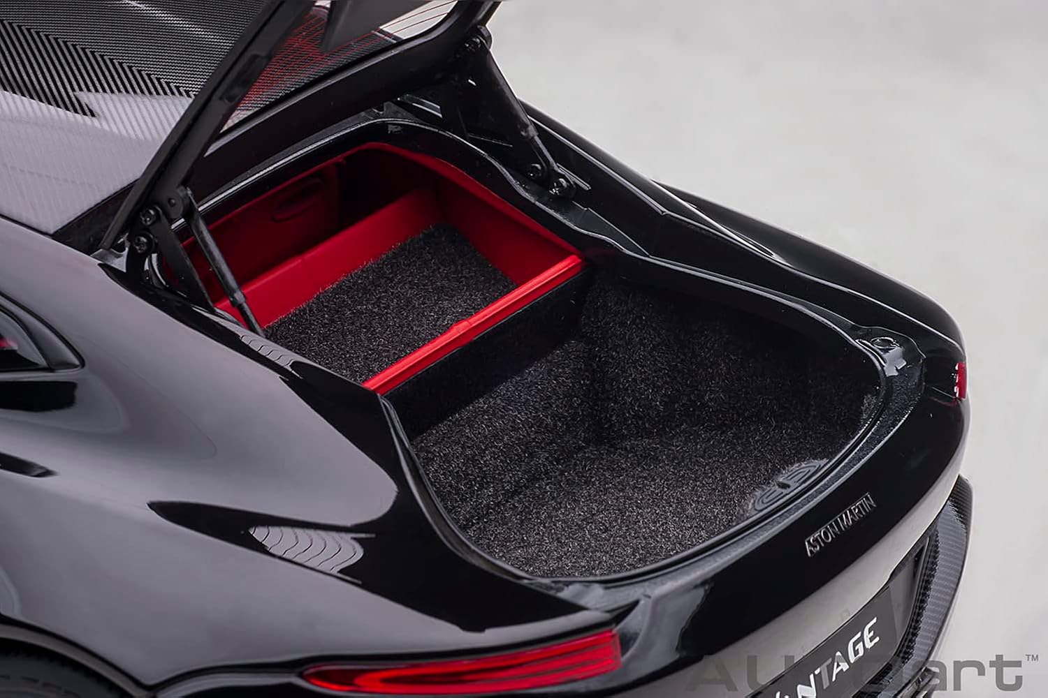 AUTOart 2019 Aston Martin Vantage RHD (Right Hand Drive) Jet Black with Red Interior 1/18 Model Car