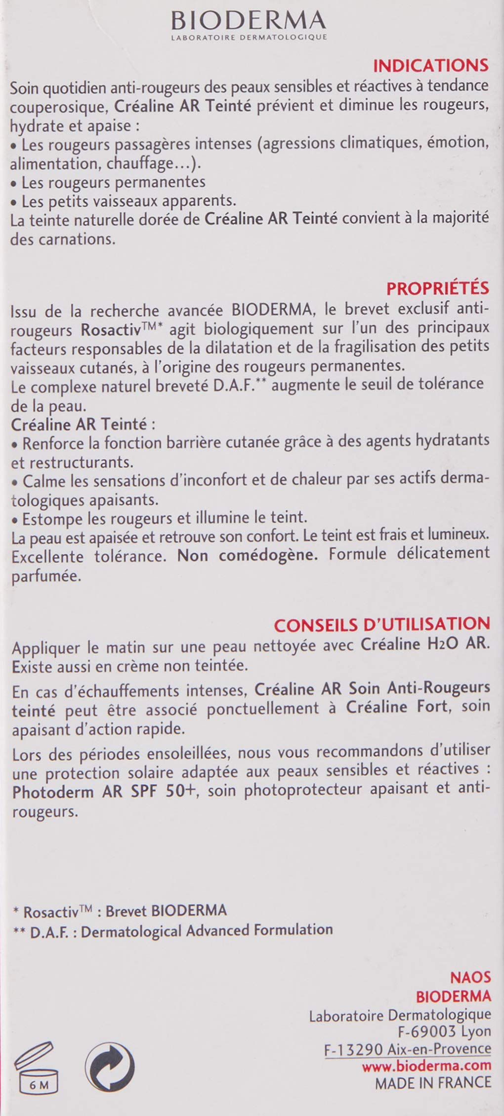 Bioderma Crealine Anti-Rougeurs Cuidado de Teinté Peaux Sensibles 40 ml