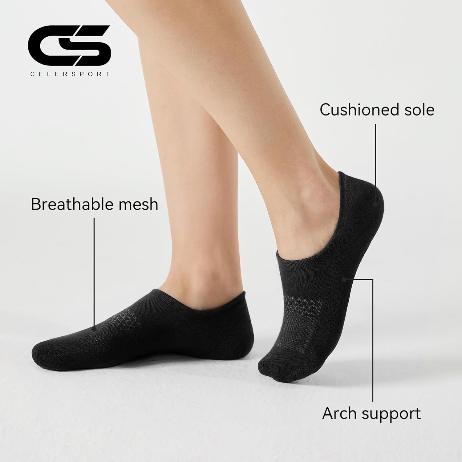 CS CELERSPORT 4/8 Pairs No Show Socks Womens and Mens Athletic Cushioned Ankle Low Cut Invisible Non Slip Socks - Image 5