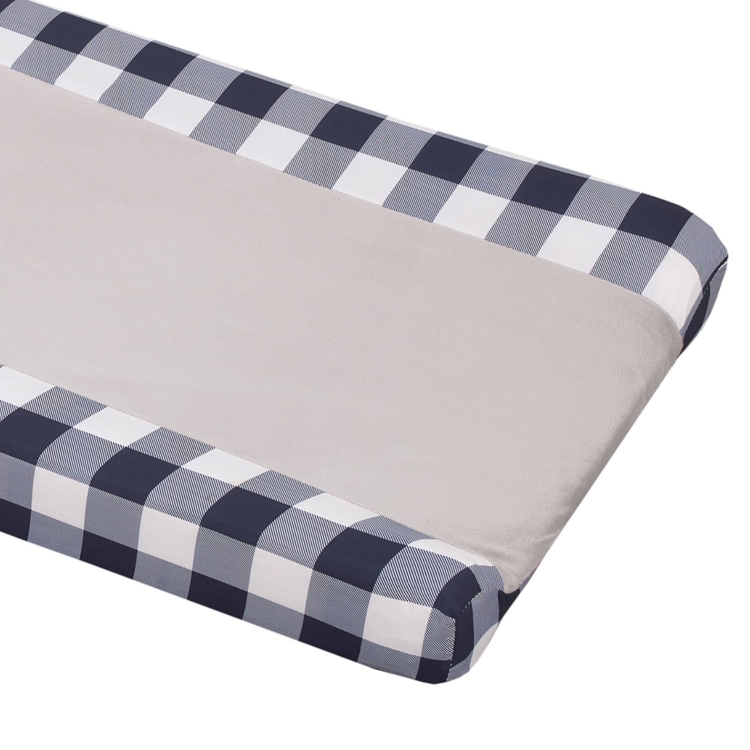 Little Love by NoJo Soar High Lil One Contoured Changing Pad Cover with Airplane Pattern - Soft Plush Center Panel for Baby Comfort - 16" x 32" x 6" - Gray, Navy, Light Blue, and White