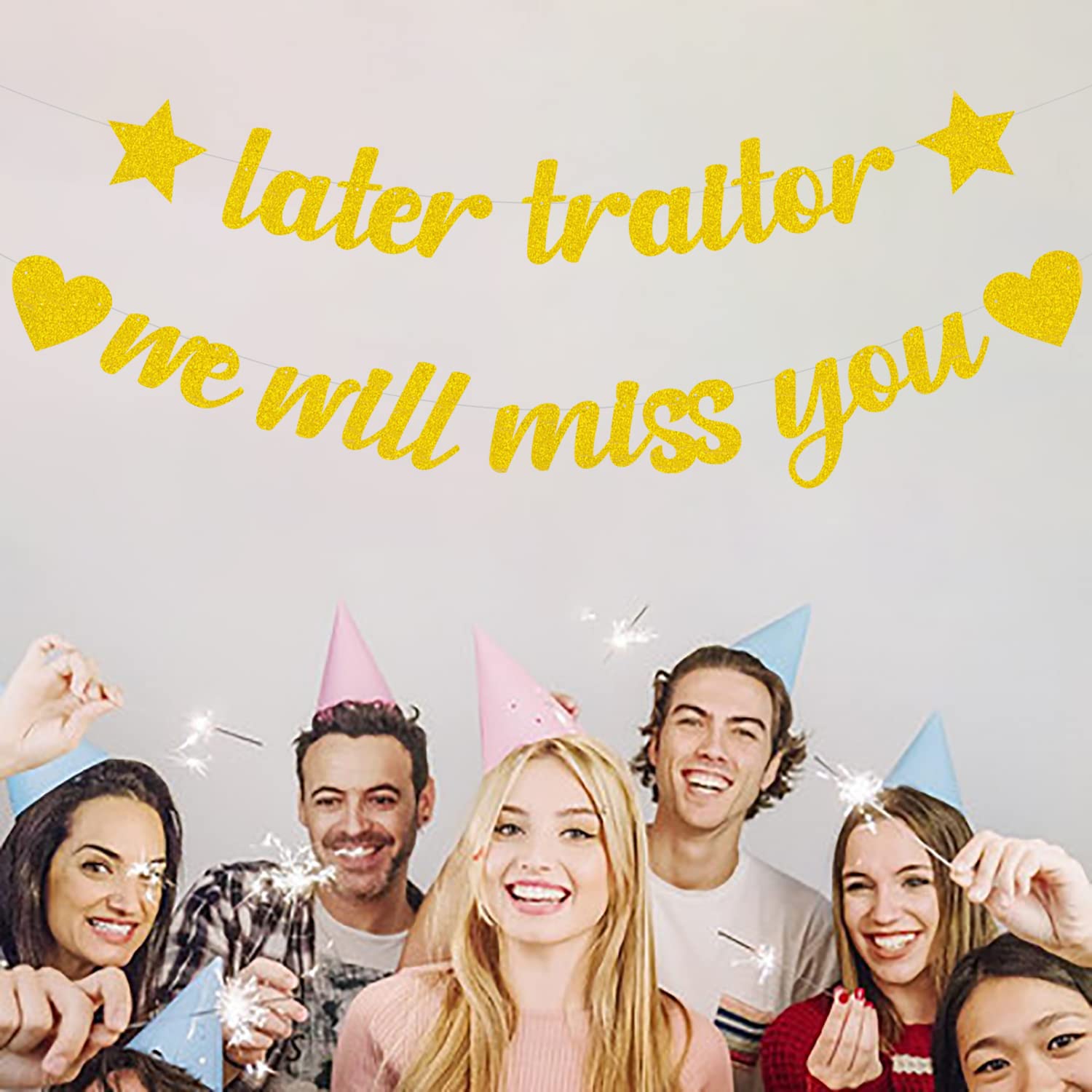 Elicola We Will Miss You with Later Traditore Banner Appeso Swirl Buona Fortuna Banner Ghirlanda Bunting Sfondo per Ratirement Laurea Addio Lasciando Partito di Viaggio