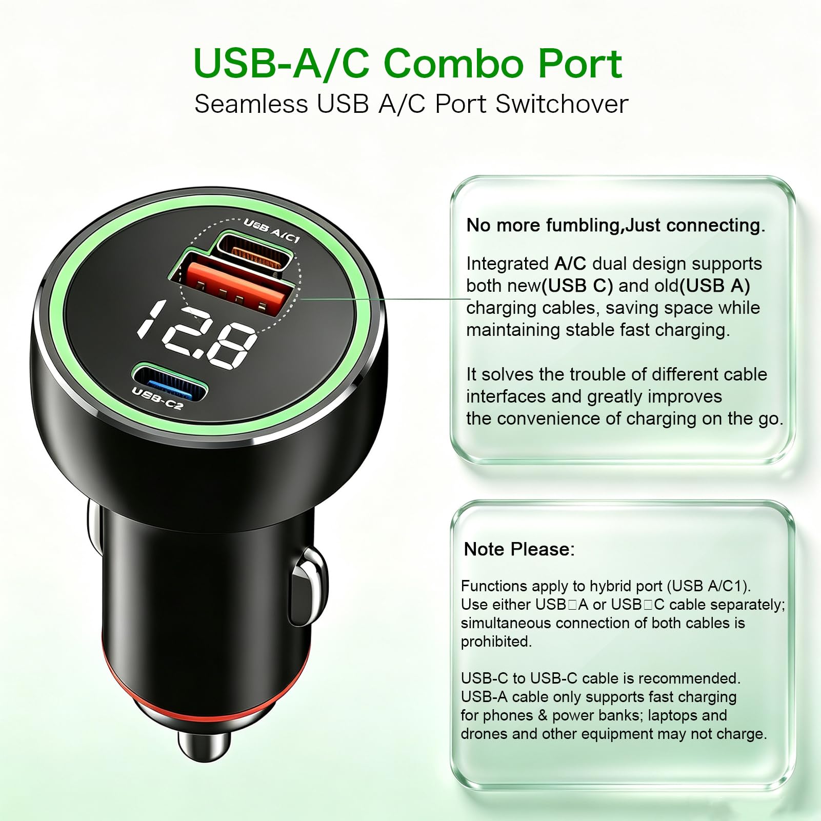 Cargador de coche todo en uno para OnePlus, Oppo, Realme, Samsung, iPhone, Xiaomi, Redmi y Poco, para smartphones, tabletas, ordenadores portátiles y relojes inteligentes (añadir cable de 2 m)
