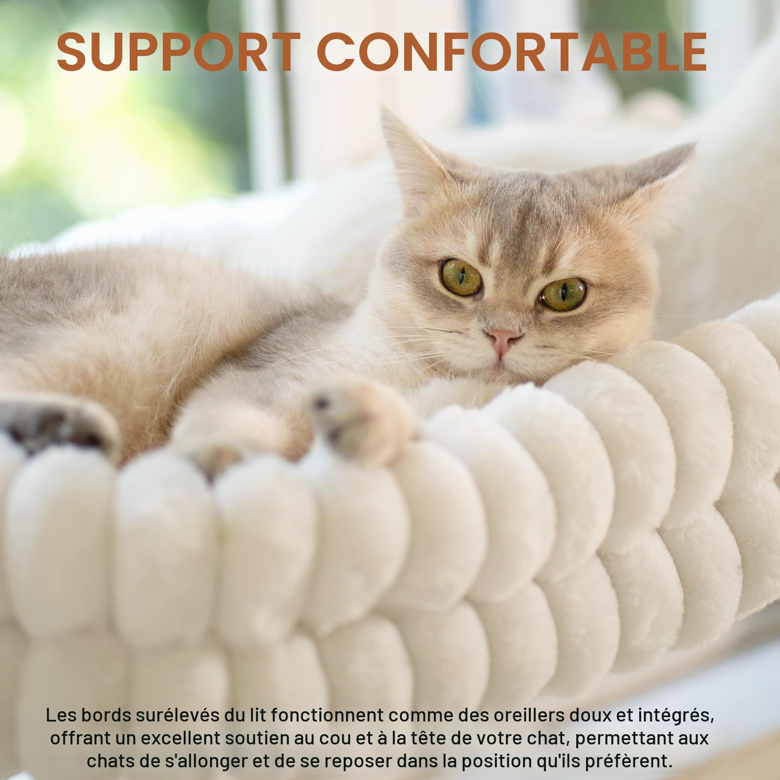 CheerPals Lit pour Chat Fenêtre avec Support en Métal, Lit pour Chat Suspendu Solide (1,65 KG) Anti-Chute, Panier pour Bains de Soleil et Observation, Toile Épaisse, Gris, 69x40x28 cm