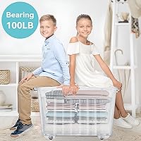 Vista 9 de Nazhura 72 Quart Plastic Storage Bin, Stackable and Nestable Storage Boxes with Clear Lids and Secure Latching Buckles, Large Storage Container