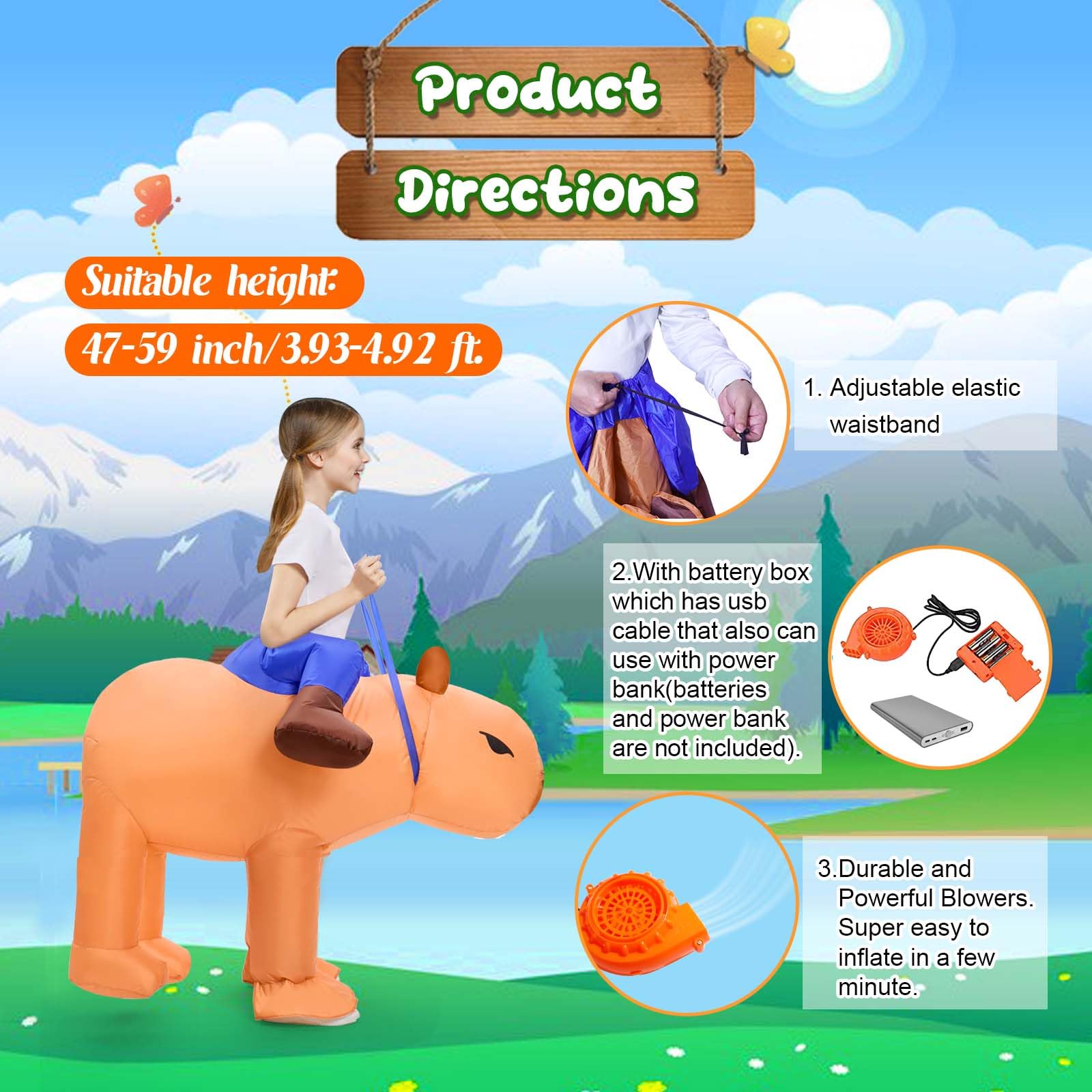 Spinosaurus Disfraz inflable de Capibara para niños, disfraces inflables de Halloween, divertidos disfraces de animales inflables