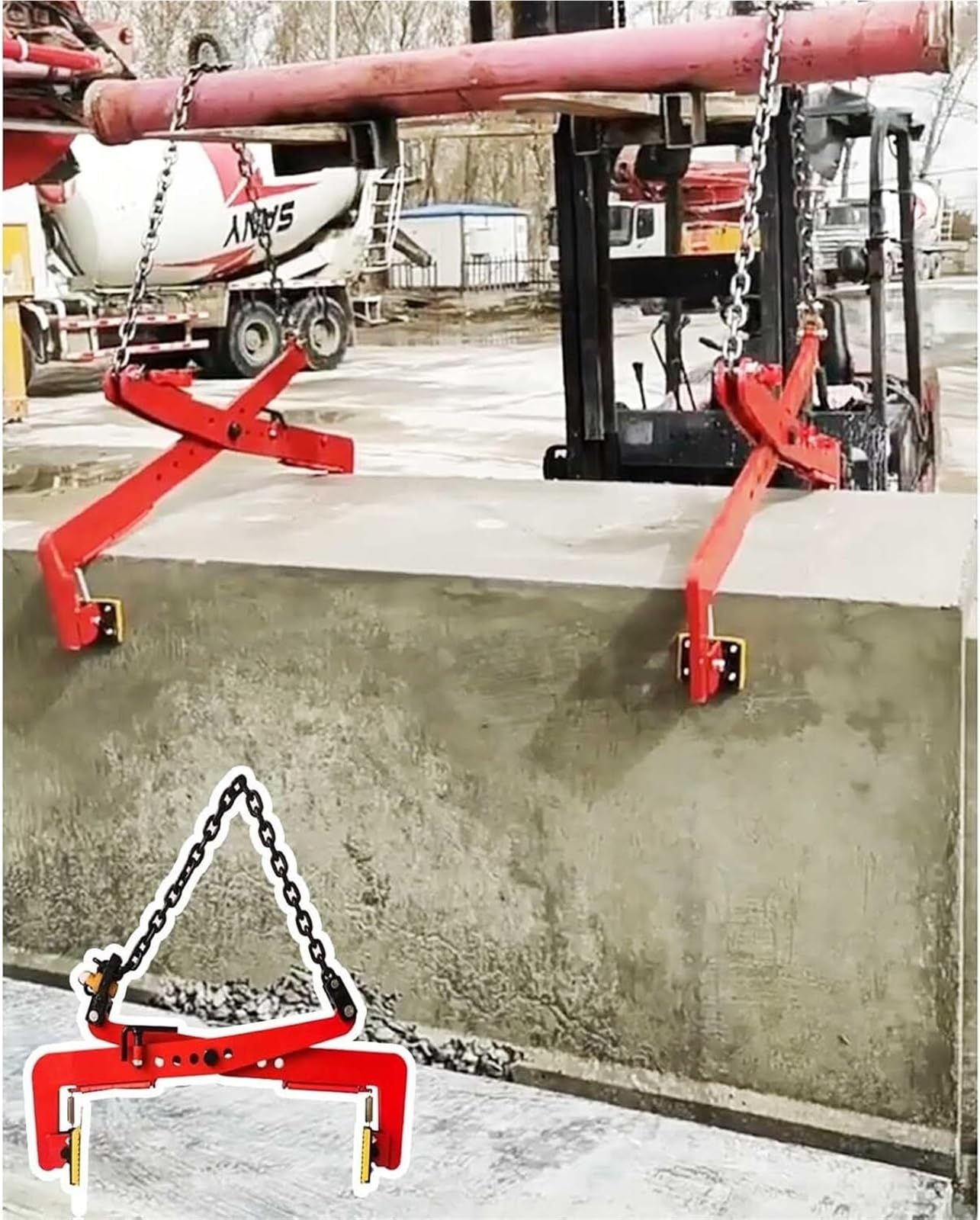 Pince de levage pour pierre et roche massive outil de transport 1300 kg durable