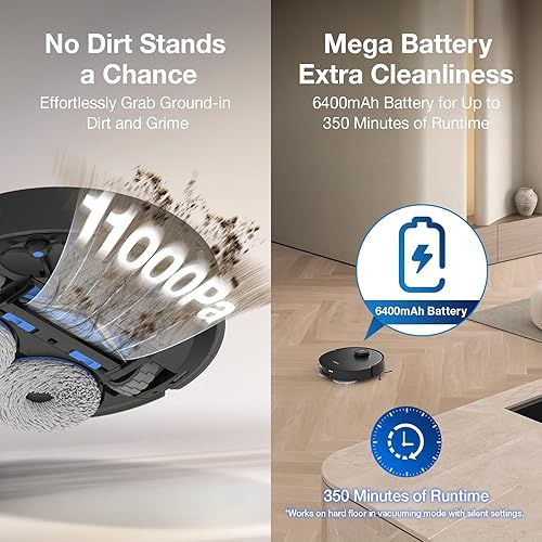 Miniatura 4 de ECOVACS DEEBOT T30S AI Care Robot aspiradora y trapeador, 11000 Pa, trapeador de borde adaptable TruEdge, ZeroTangle, AI Instant Re-mop, lavado de