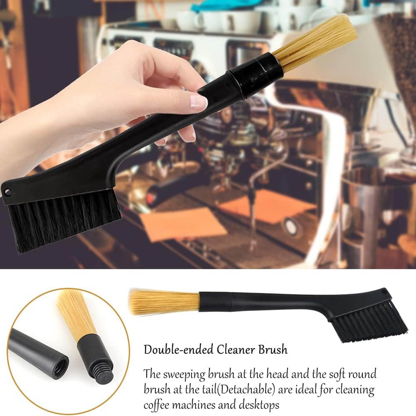 Coffee Machine Cleaning Brush, Detachable Dusting Bar Espresso Machine Grinder Cleaning Brush, Two Head Brush Accessories for Bean Grain Coffee Tool Tabletop Simple Barista Home Kitchen Dual Purpose