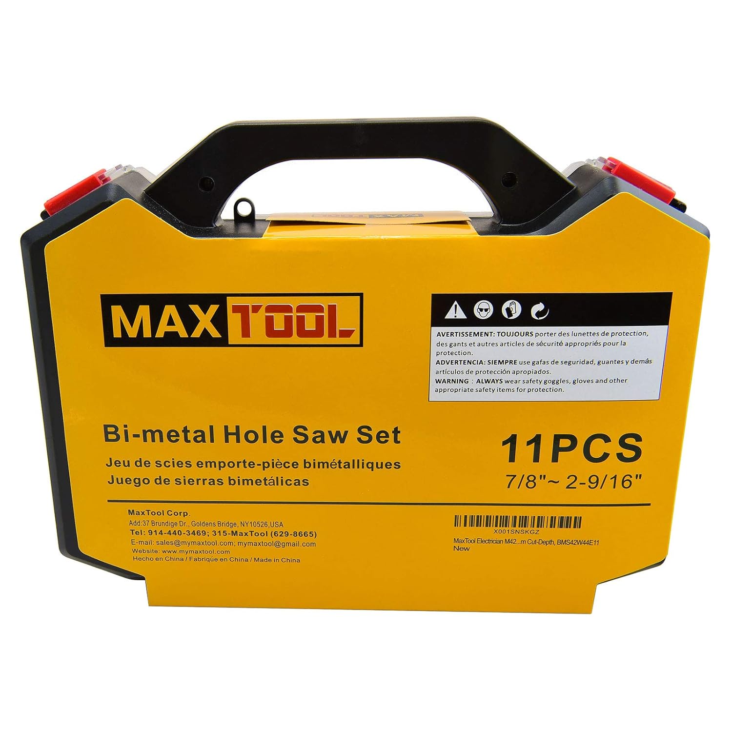 MaxTool 11PC Electrician Hole Saw Kit Cobalt HSS M42 Bi-Metal Holesaw Kit 44mm Deep Cut Metal Hole Saw Kit Bimetal; BMS42W44E11