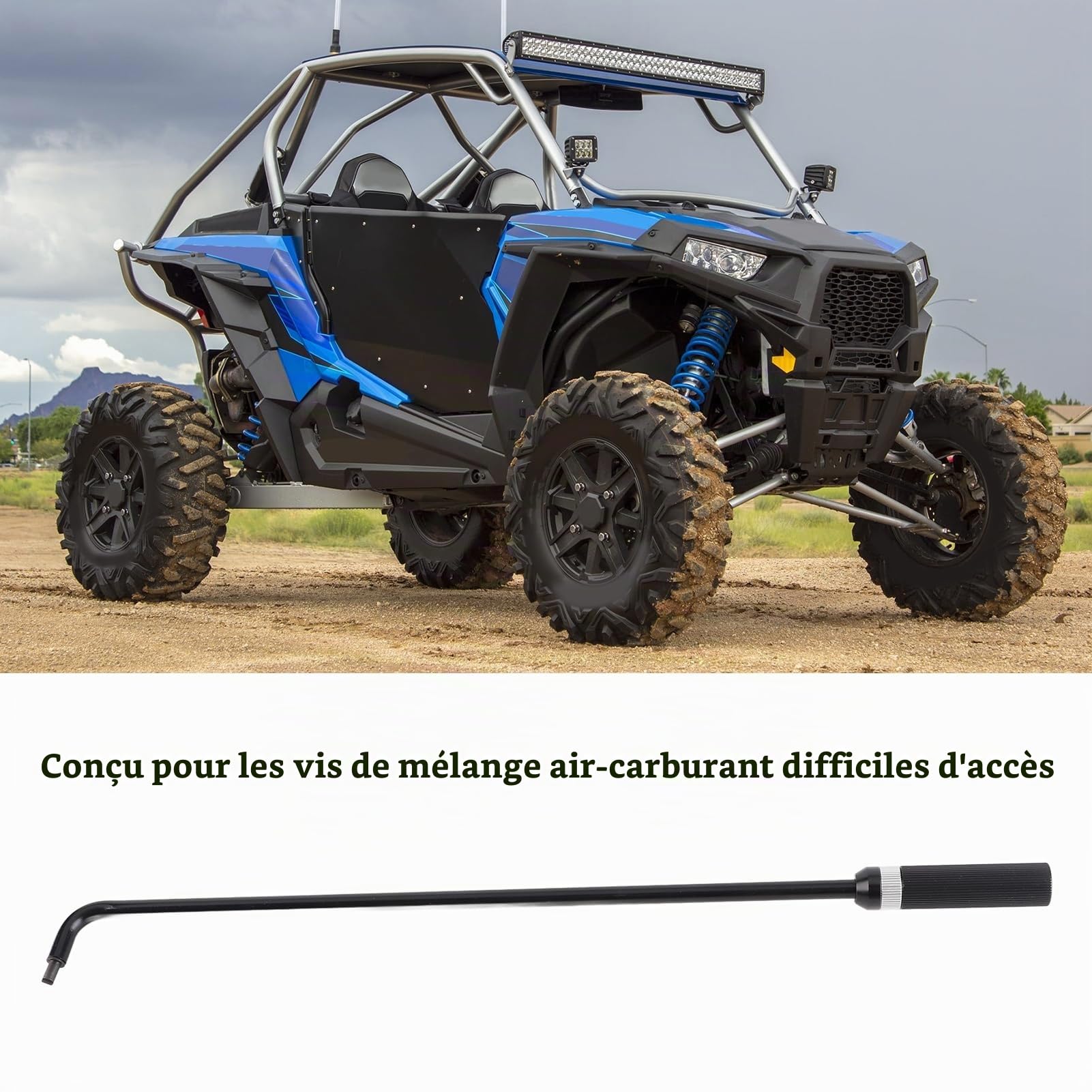 Keenso Outil de Réglage de Vis Pilote de Carburateur, Outil de Réglage de Vis Pilote de Carburateur 16.34in Tête Coudée à 110° en Métal pour Motoneige ATV UTV