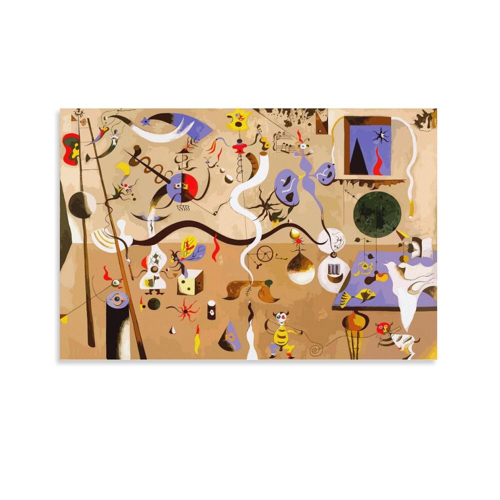Waonzzai Unframe Famous Painting Joan Miro The Harlequin's Carnival Poster Home Decor Canvas Prints Poster; ; 24X36inch(60X90cm)