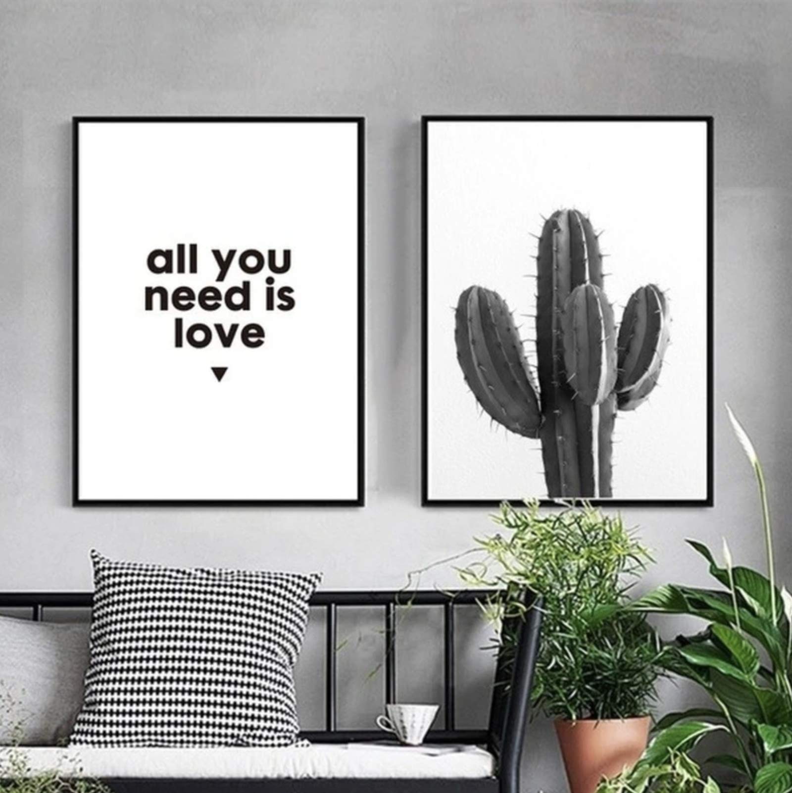 Affiche cactus salon Décoration murale scandinave noire et blanche - 8